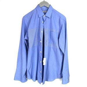 Z Zegna Men's Trim Fit Solid Sport Button Up Shirt, Size Large - Blue